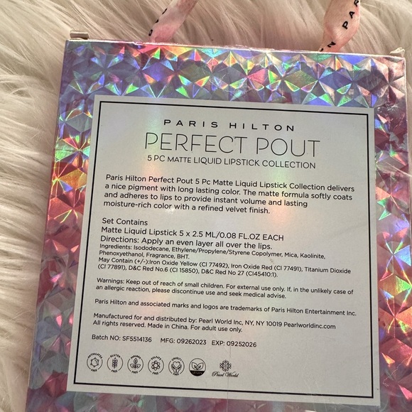 New!! 5 pk PARIS HILTON Matte LIQUID LIPSTICK "Perfect Pout" NIP - Picture 2 of 2